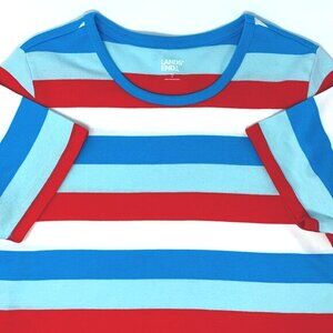 Lands' End Short Sleeve Crew Neck Wide Stripe Cotton Women's Shirt Size XL‎